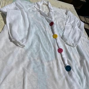 Vintage 1991 Dotti Sheer White Button Up Blouse